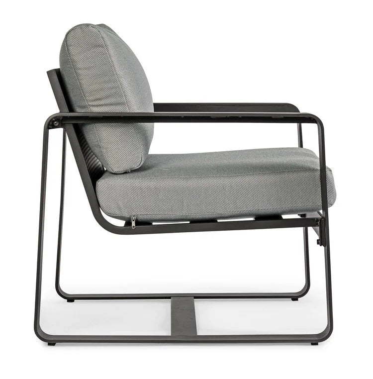 Set di 2 poltrone MERRIGAN in alluminio antracite e tessuto grigio