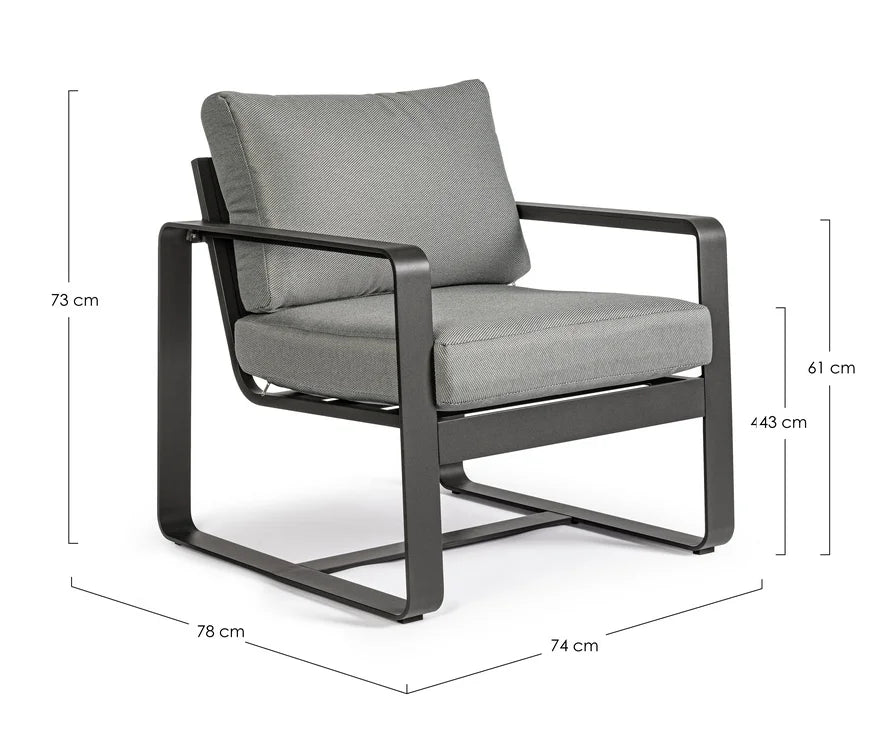 Set di 2 poltrone MERRIGAN in alluminio antracite e tessuto grigio