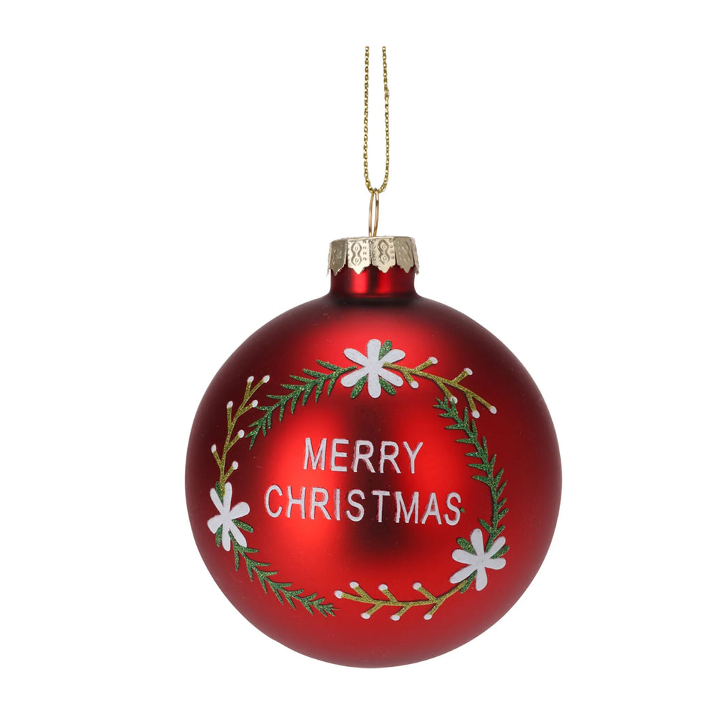 Set 12 Palline per albero di Natale in vetro Merry Christmas per decorazione natalizia