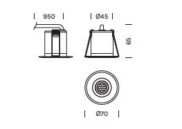 Lampada da soffitto a incasso MINI DOT DOWN LIGHT Art. 136