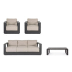 Set salotto MOSES con 1 divano, 2 poltrone e 1 tavolino in alluminio antracite e beige