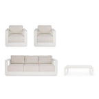 Set salotto MOSES con 1 divano, 2 poltrone e 1 tavolino in alluminio bianco panna