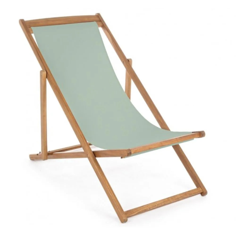 Set di 4 sdraio NOEMI in legno di acacia e tessuto verde salvia, reclinabili