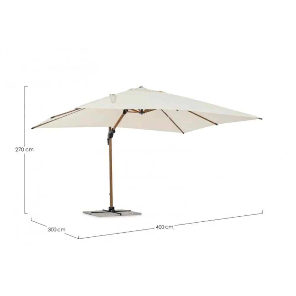 Ombrellone a braccio ORION in alluminio effetto legno, telo beige 3×4