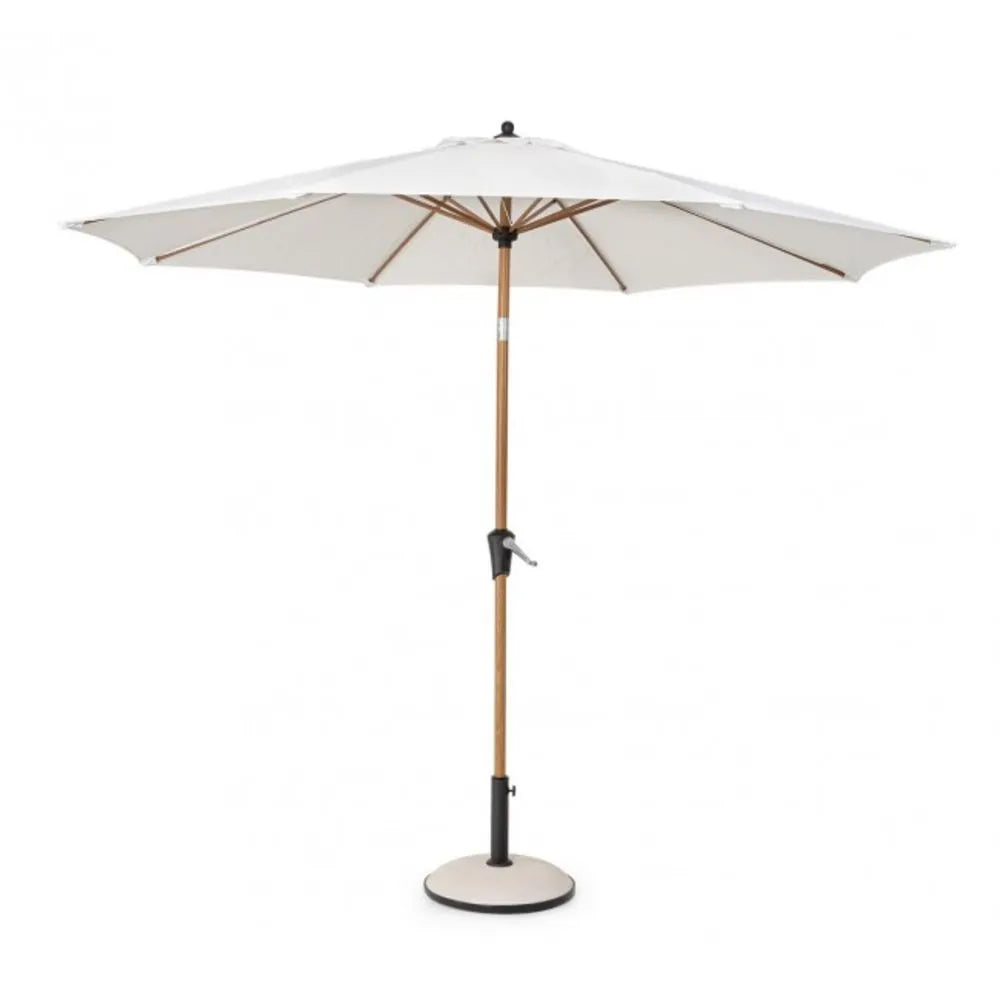 Ombrellone rotondo PALINURO con palo centrale in acciaio e telo bianco
