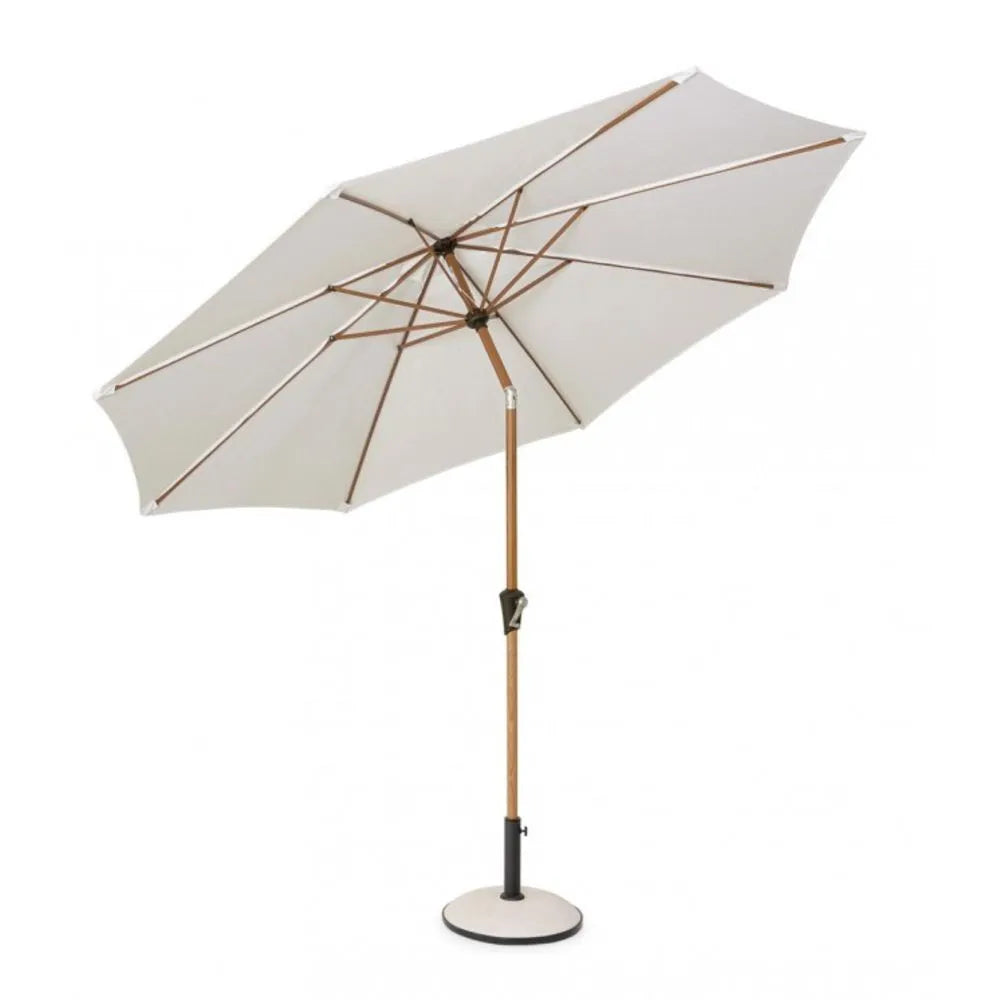 Ombrellone rotondo PALINURO con palo centrale in acciaio e telo bianco