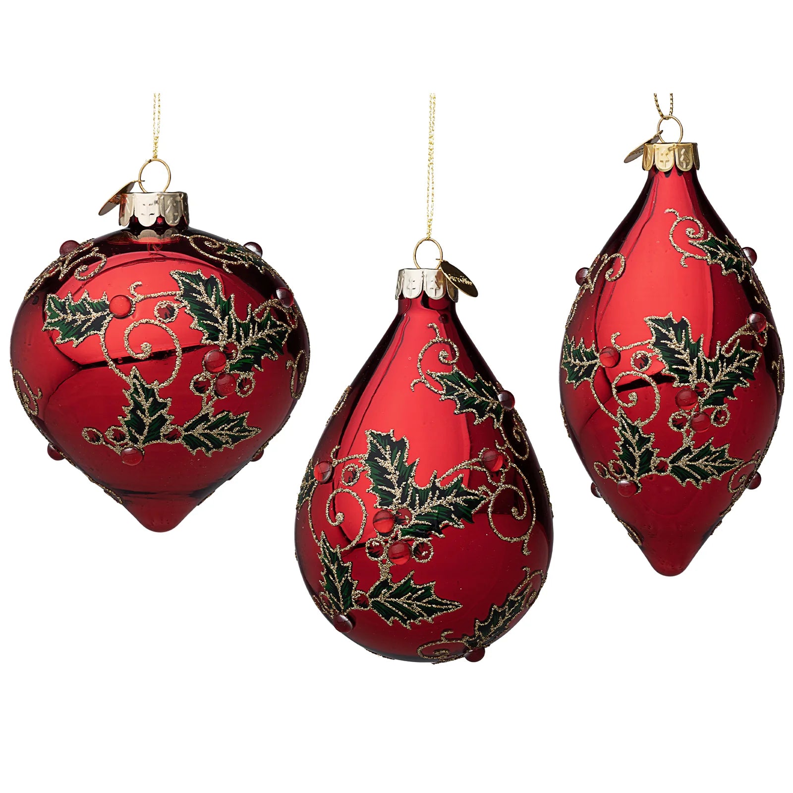 Set 6 pezzi Pendagli per albero di Natale in vetro decorato colore rosso