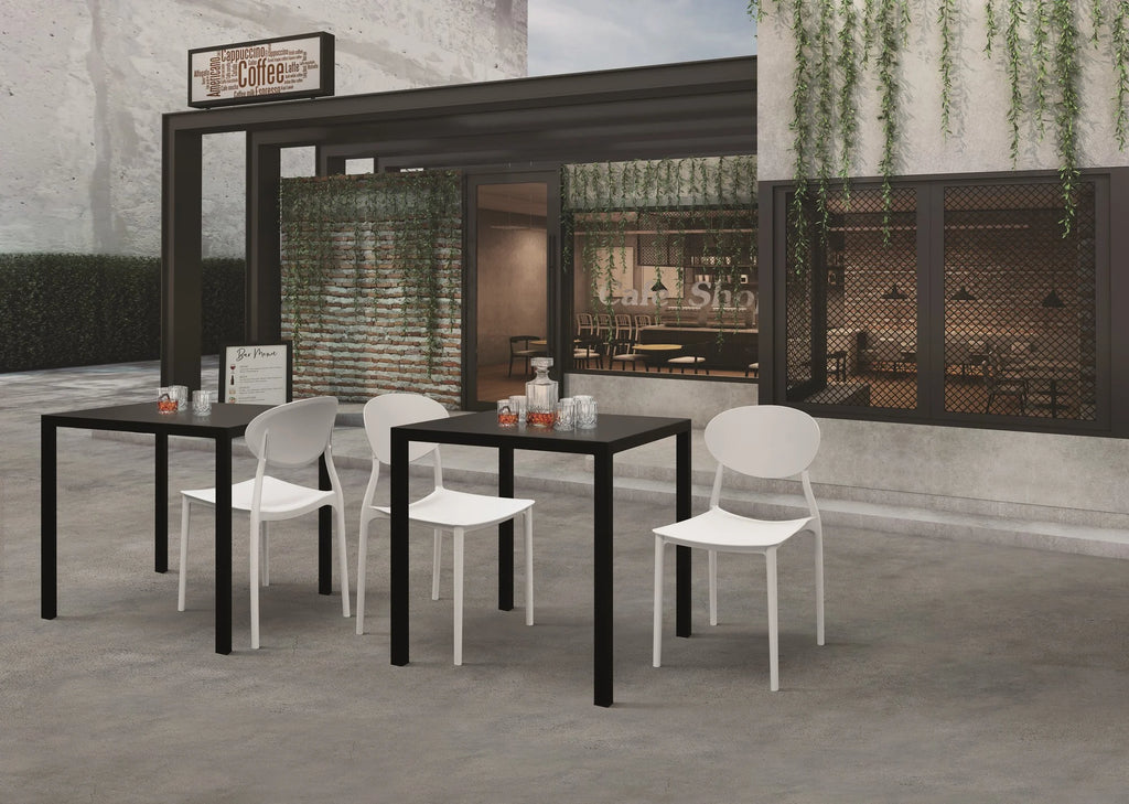 Tavolo SAN SIRO in acciaio, finitura grigio antracite, 80×80 cm