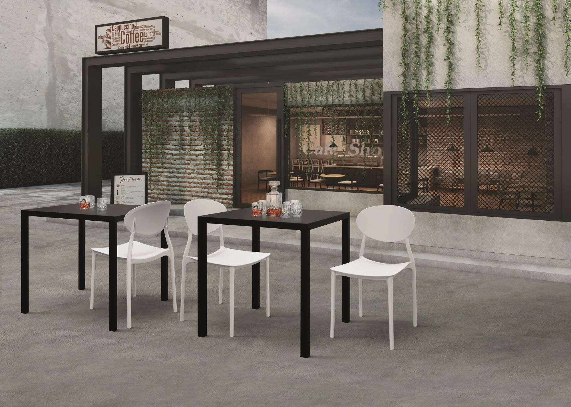 Tavolo SAN SIRO in acciaio, finitura grigio antracite, 80×80 cm