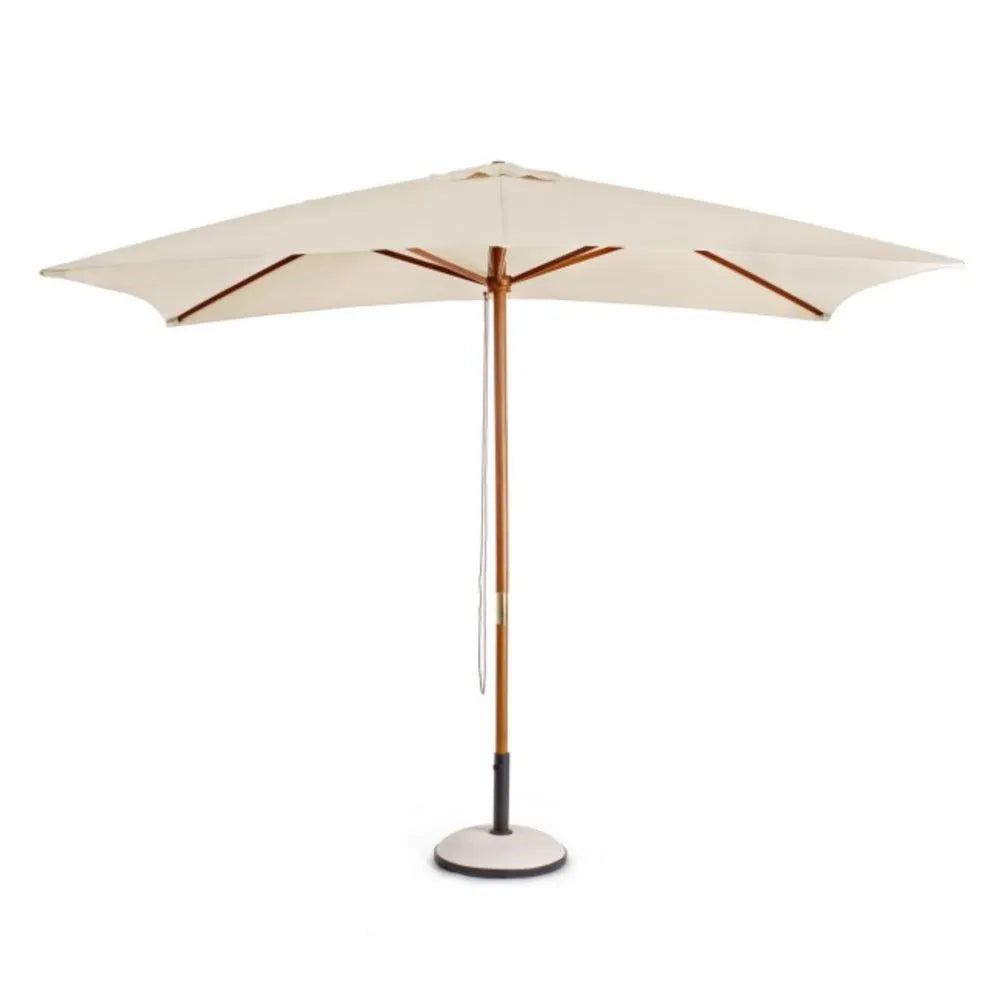 Ombrellone da giardino SYROS in legno e acciaio, telo beige 2×3
