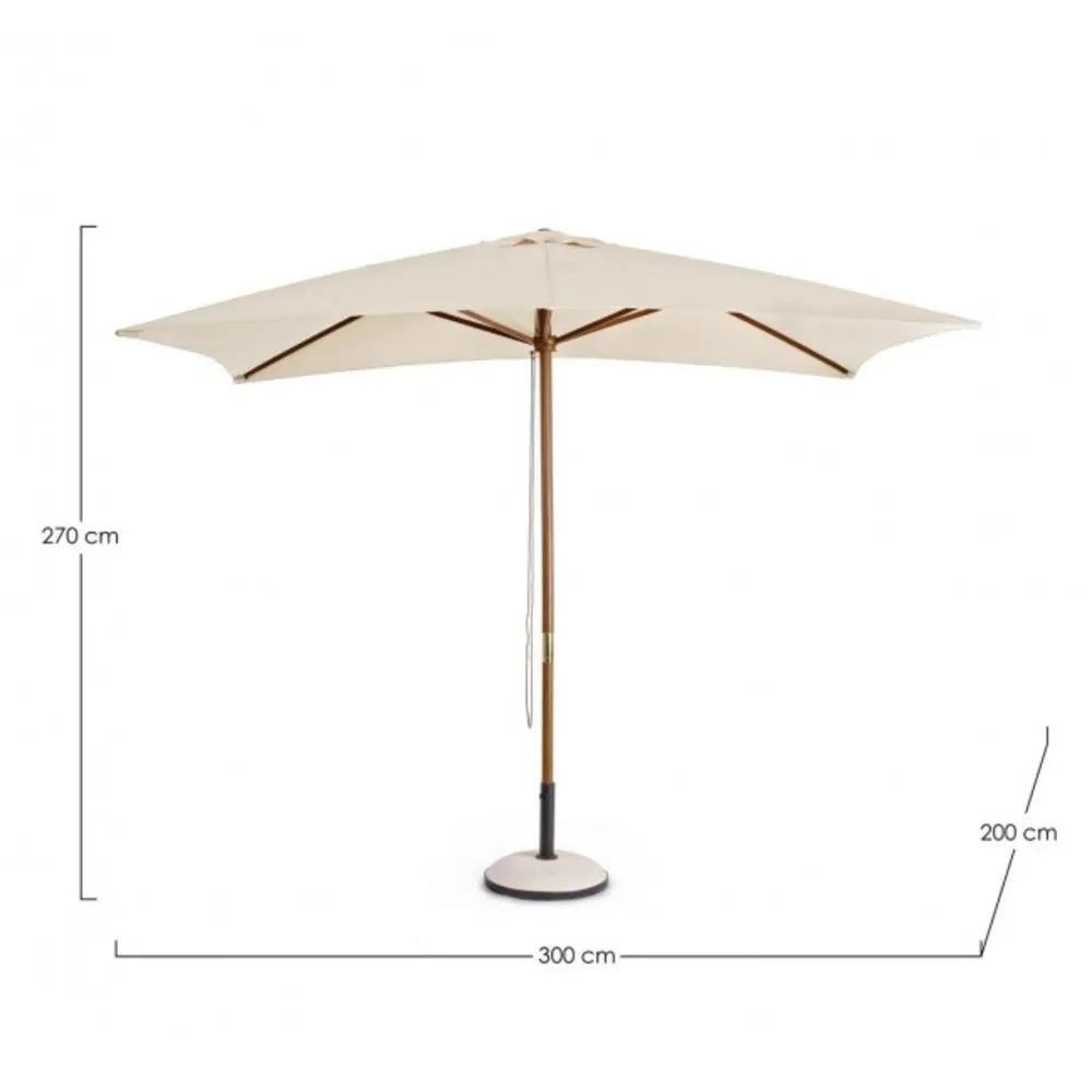 Ombrellone da giardino SYROS in legno e acciaio, telo beige 2×3