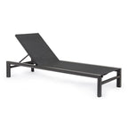 Lettino reclinabile SKIPPER NEW in alluminio e textilene antracite, con ruote