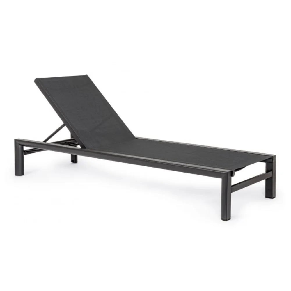 Lettino reclinabile SKIPPER NEW in alluminio e textilene antracite, con ruote