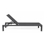 Lettino reclinabile SKIPPER NEW in alluminio e textilene antracite, con ruote