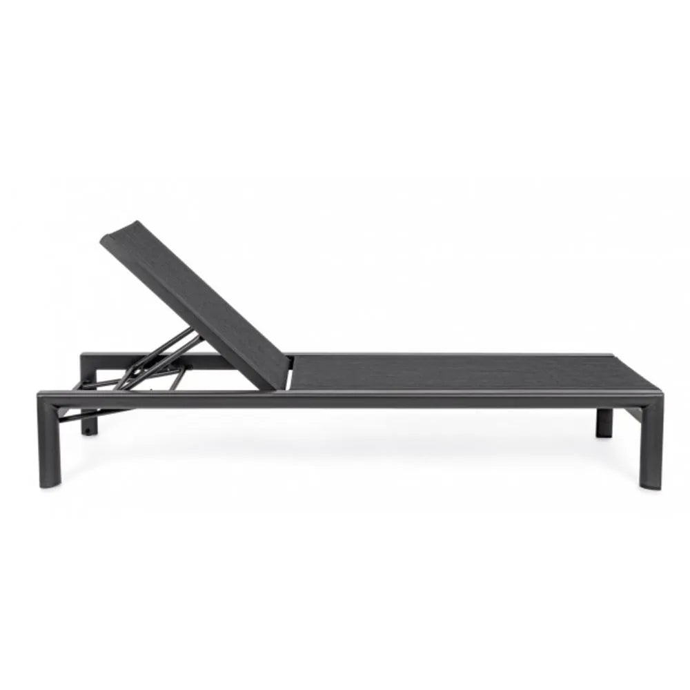 Lettino reclinabile SKIPPER NEW in alluminio e textilene antracite, con ruote