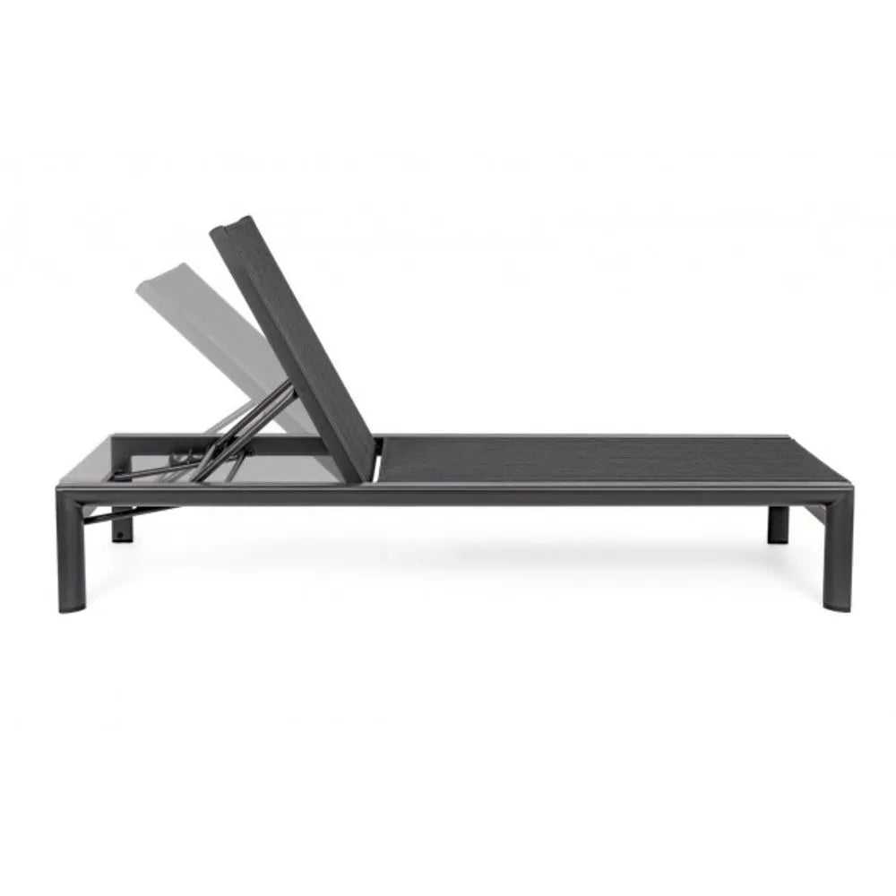 Lettino reclinabile SKIPPER NEW in alluminio e textilene antracite, con ruote