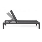 Lettino reclinabile SKIPPER NEW in alluminio e textilene antracite, con ruote