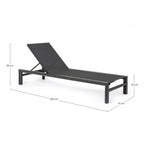 Lettino reclinabile SKIPPER NEW in alluminio e textilene antracite, con ruote