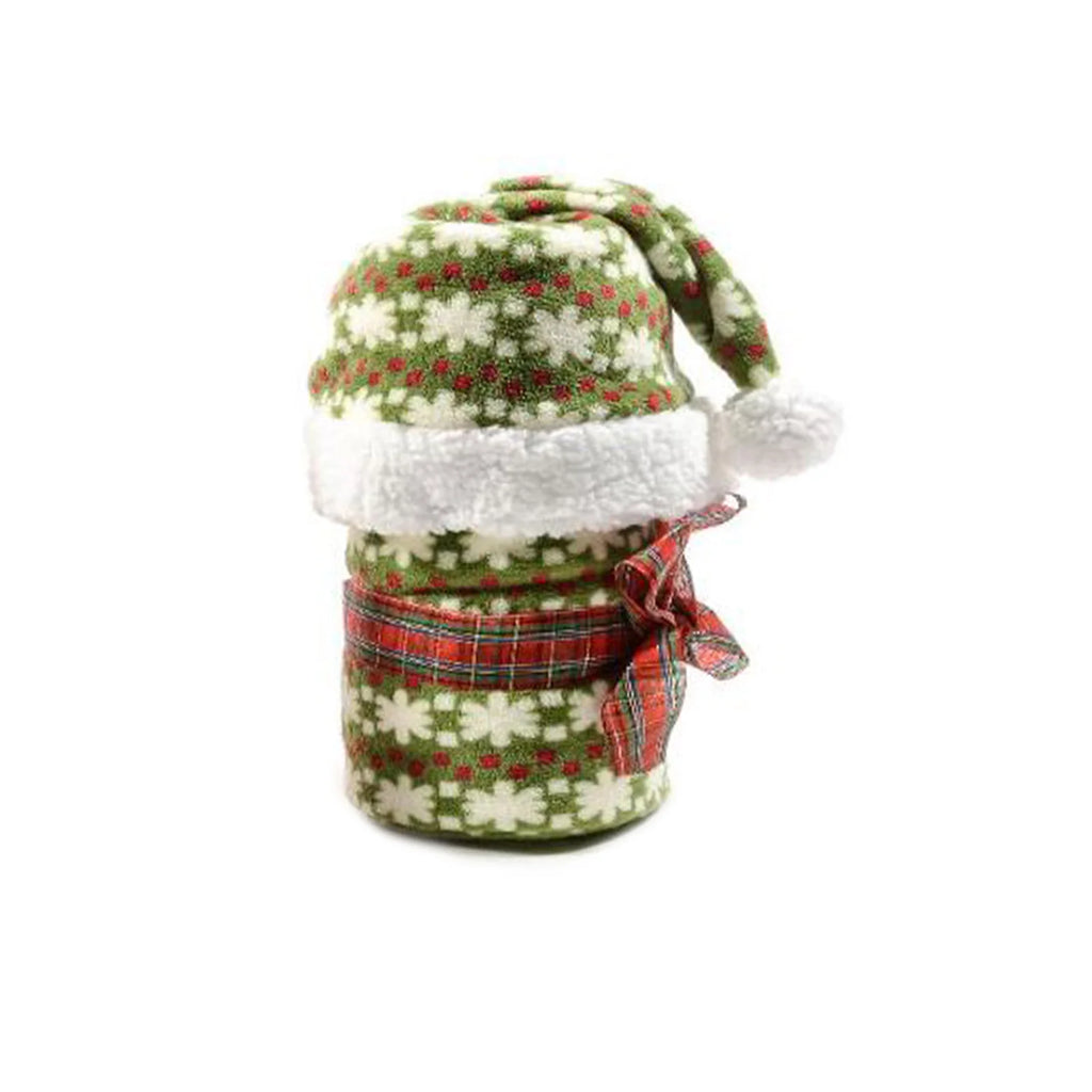 Coperta natalizia con cappello verde