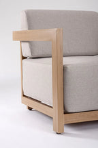 Set salotto THESEUS con 1 divano, 2 poltrone e 1 tavolino in alluminio effetto legno