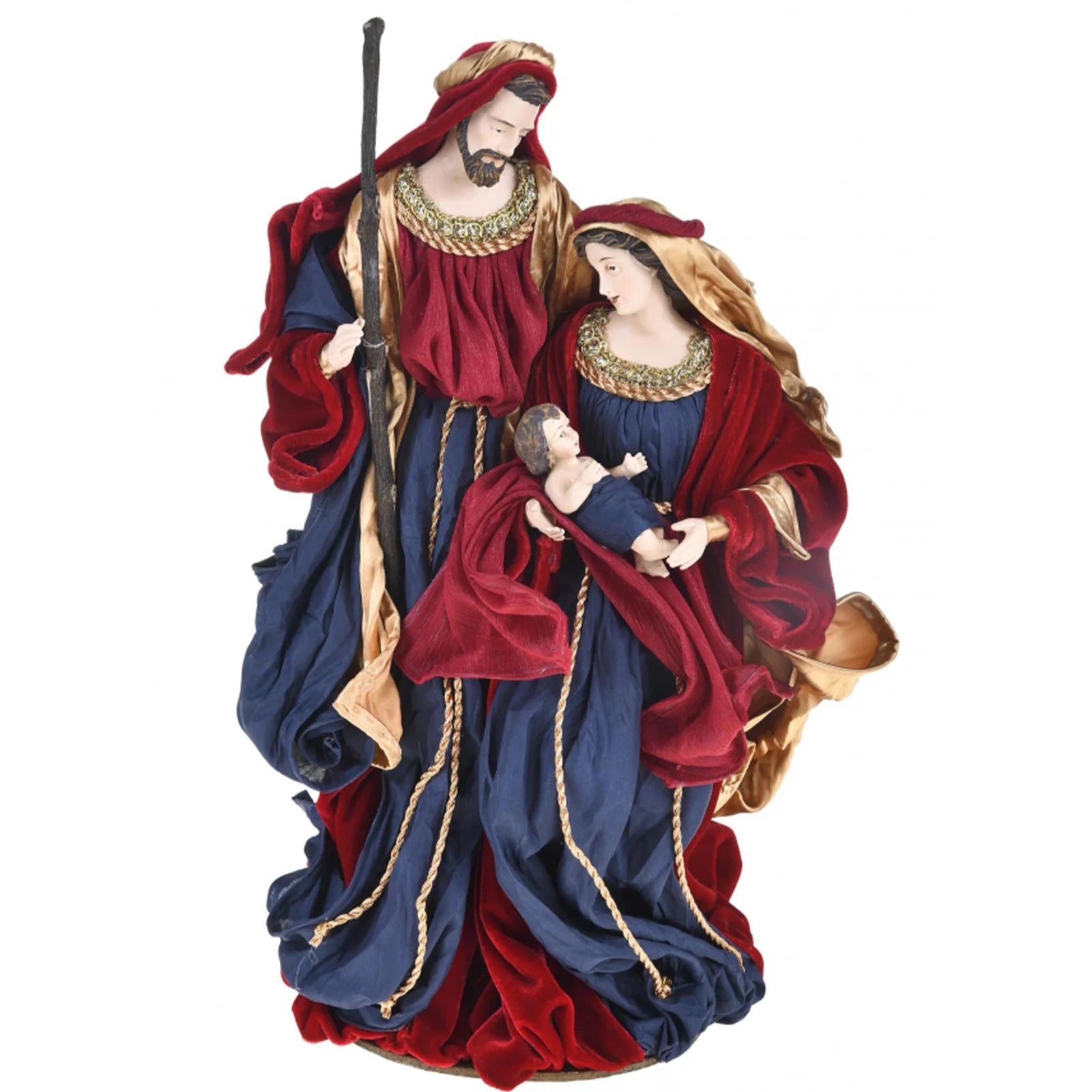 Natività NAZARET in tessuto h 47 cm blu/bordeaux