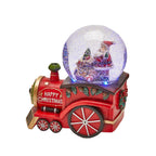 Sfera con Babbo Natale in Trenino con  Carillon  h 17 cm