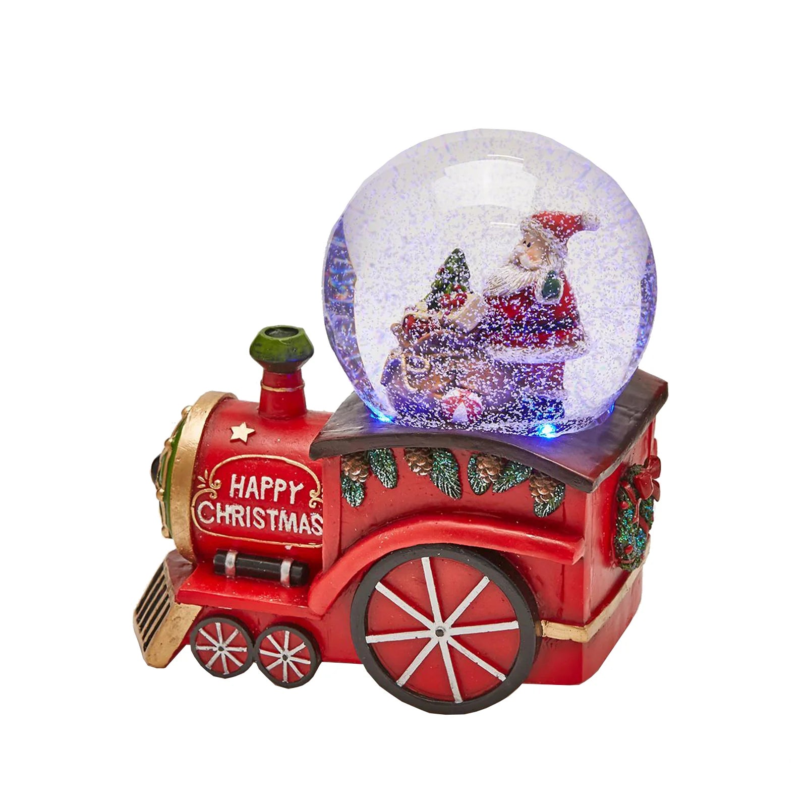 Sfera con Babbo Natale in Trenino con  Carillon  h 17 cm