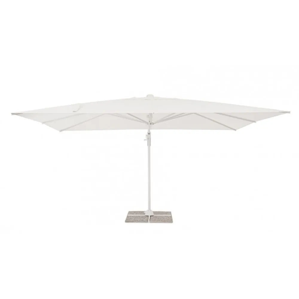 Ombrellone a sospensione VEGA con palo in alluminio e telo bianco 3×3