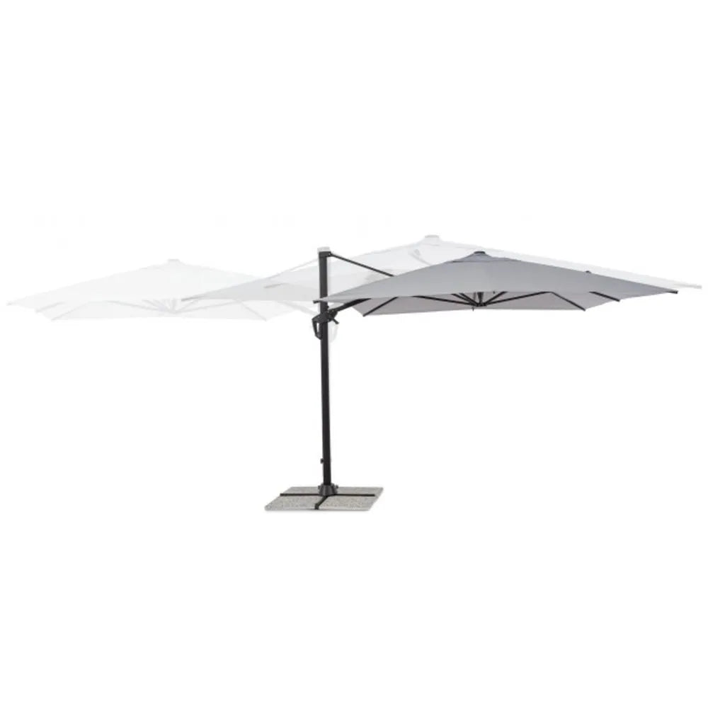 Ombrellone a sospensione VEGA con palo in alluminio e telo grigio 3×3