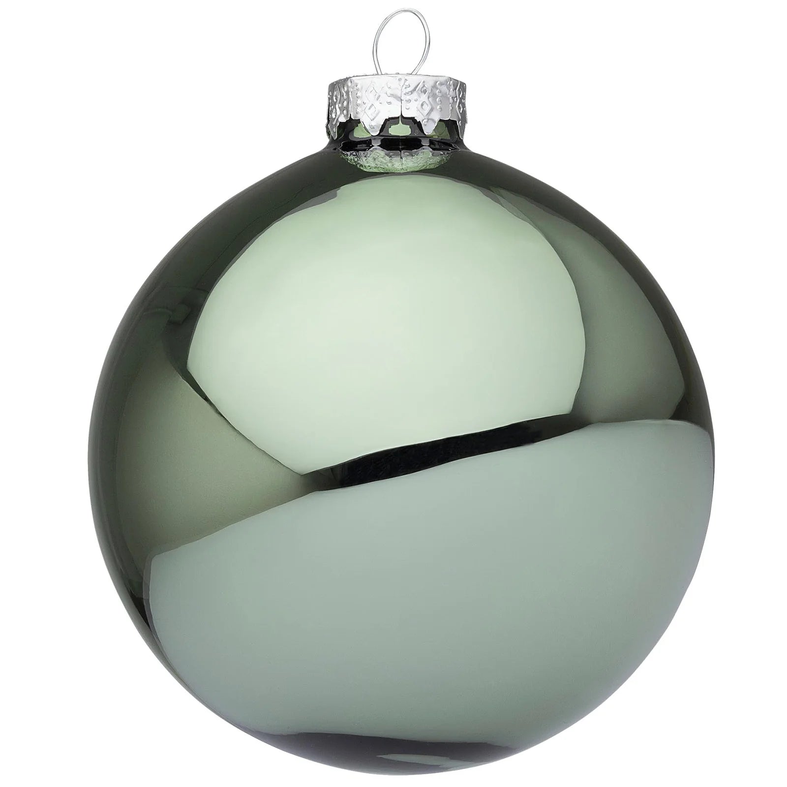 Palline in vetro decorate color Verde Cinabro Lucido - Confezione 6 da 6 cm