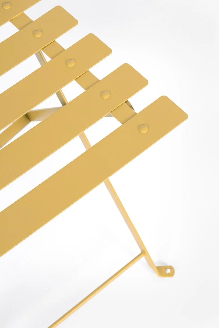 Set bistrot WISSANT con tavolo e 2 sedie in acciaio Giallo ocra