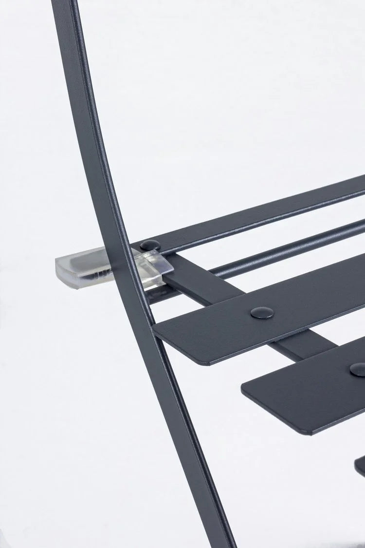 Set bistrot WISSANT con tavolo e 2 sedie in acciaio Antracite