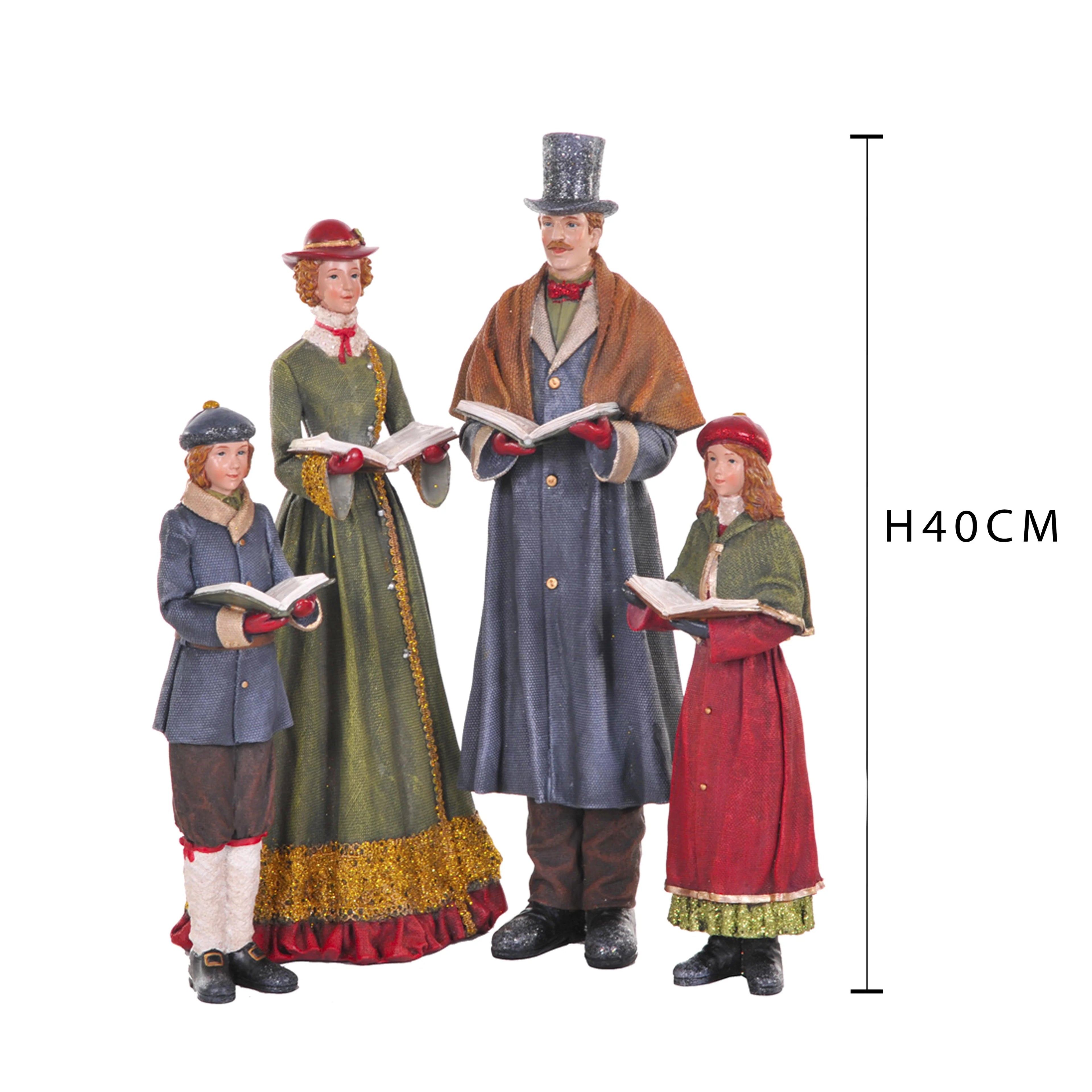 Gruppo 4 Cantori di Natale  in poli-resina h 40 cm