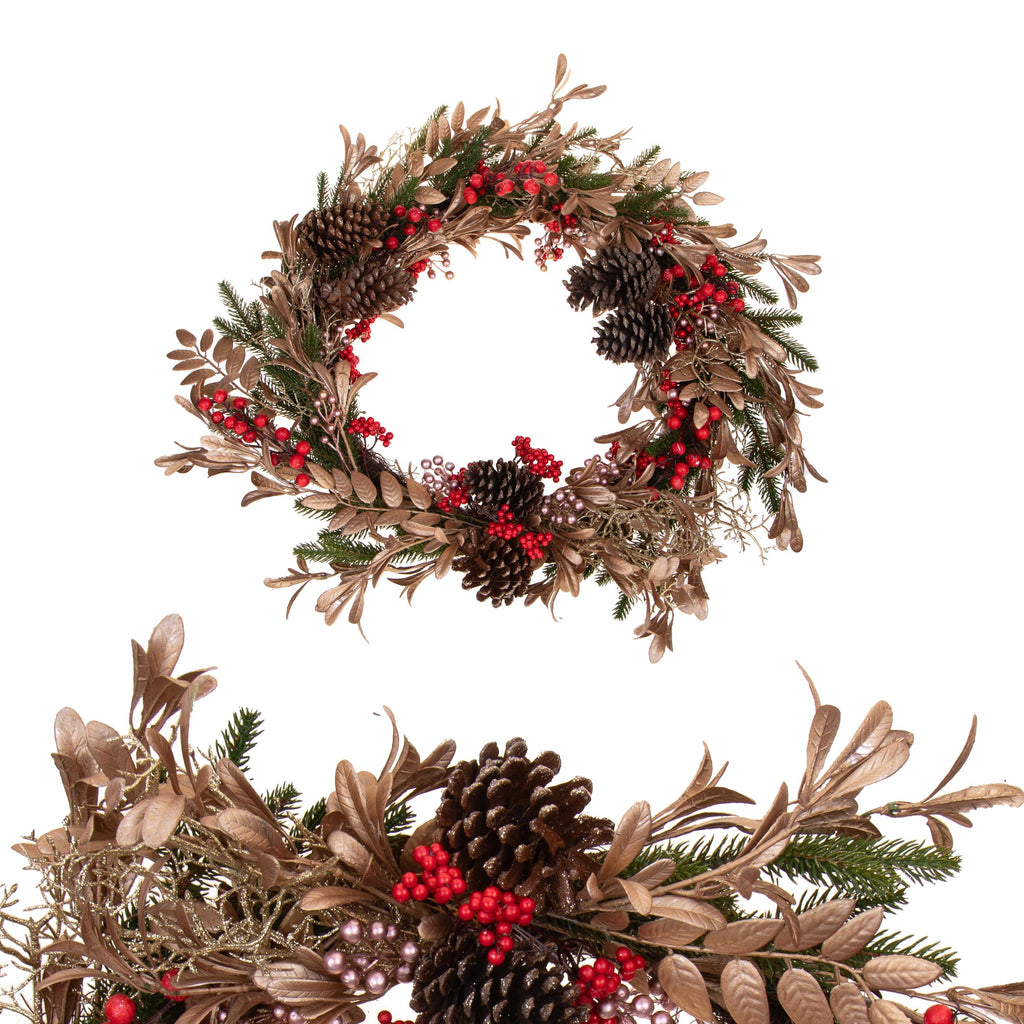 CORONA 75 CM C/BACCHE E PINO