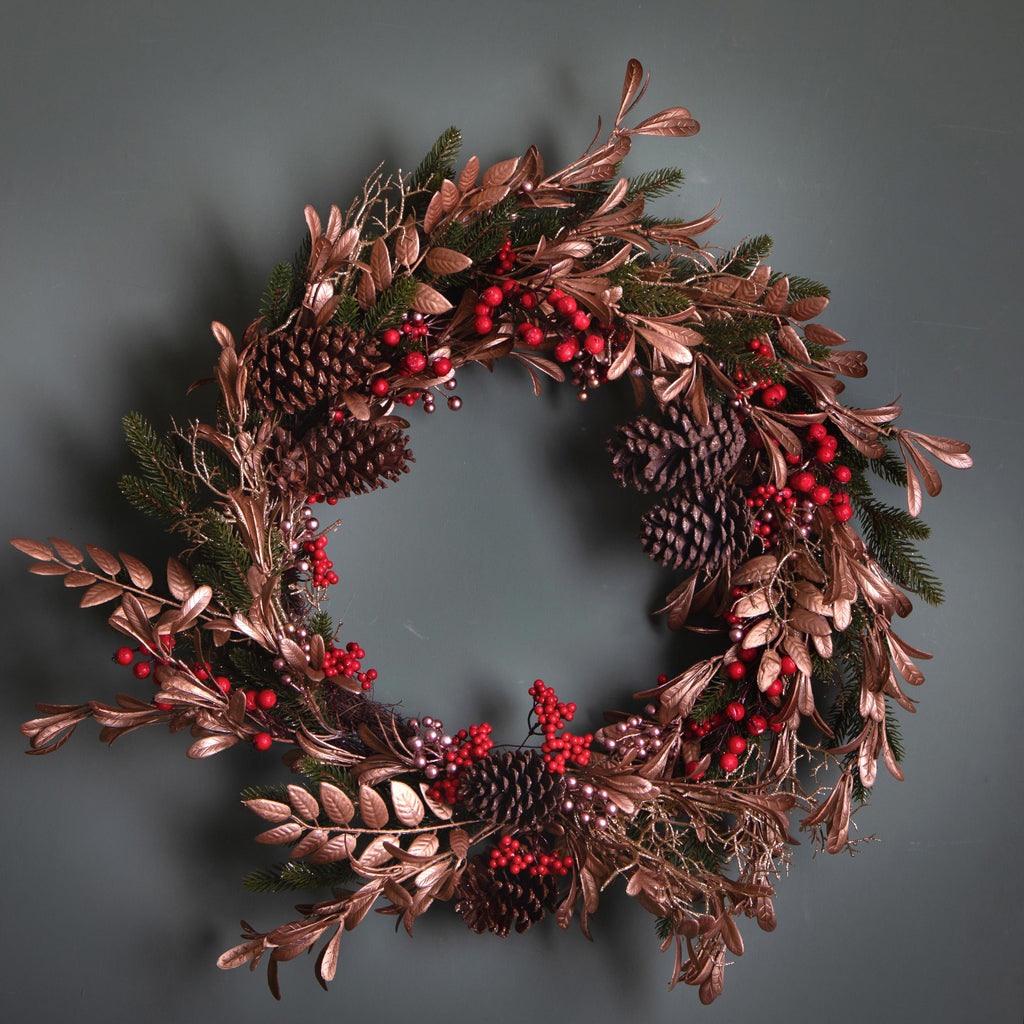 CORONA 75 CM C/BACCHE E PINO